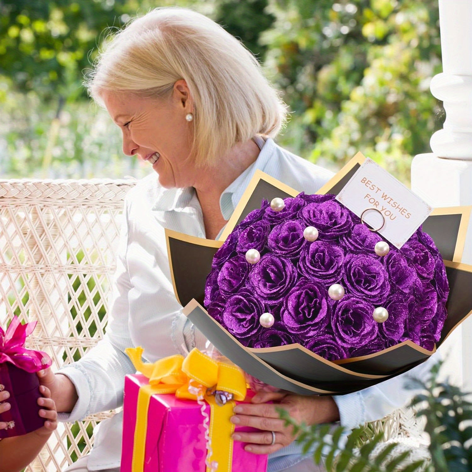 [Luxurious Eternal Rose] 24/36pcs Luxurious Eternal Rose Bouquet with Pearl Accents - Artificial Roses in Red, Blue/Purple for Weddings, Anniversaries, Holiday Decor, and Special Occasions