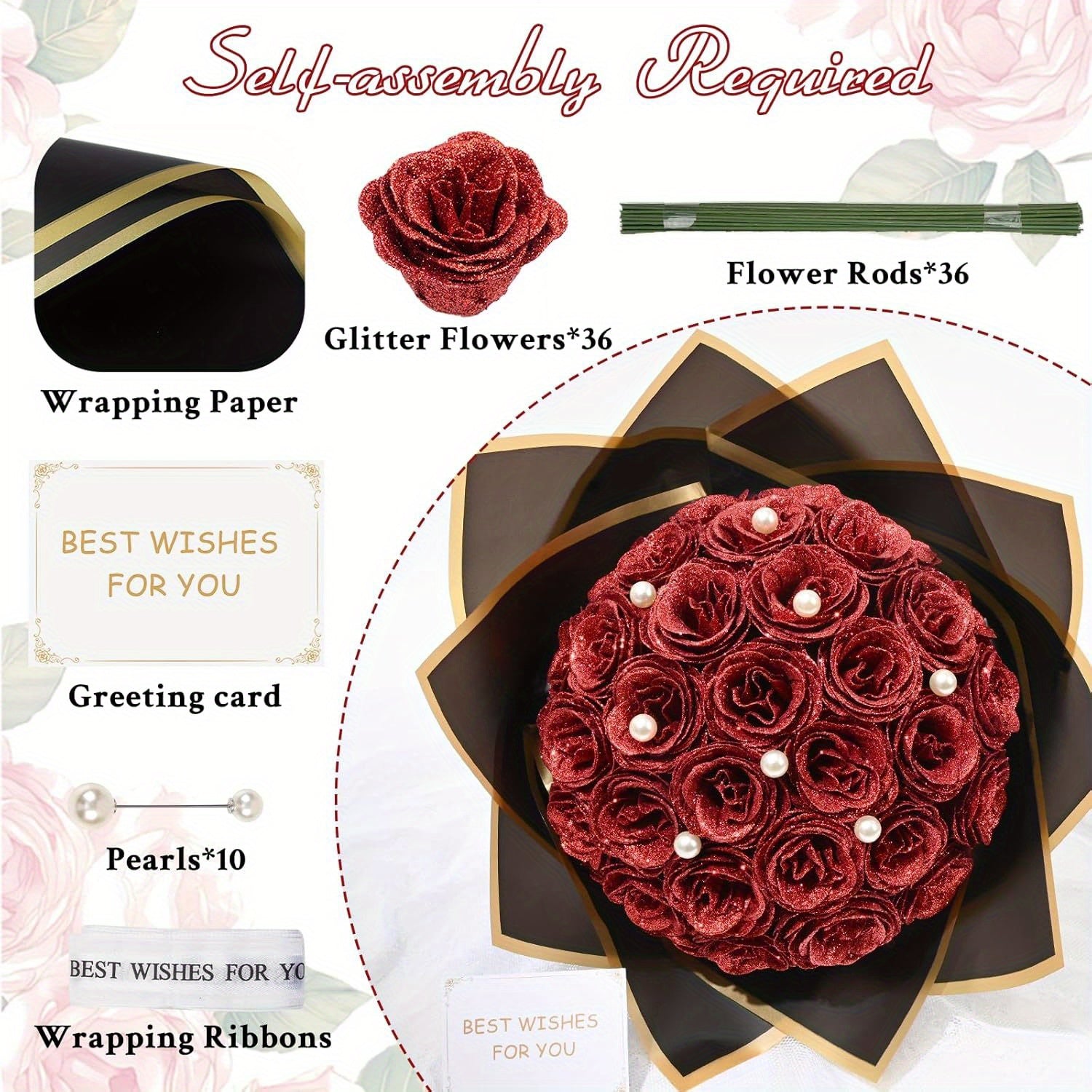 [Luxurious Eternal Rose] 24/36pcs Luxurious Eternal Rose Bouquet with Pearl Accents - Artificial Roses in Red, Blue/Purple for Weddings, Anniversaries, Holiday Decor, and Special Occasions