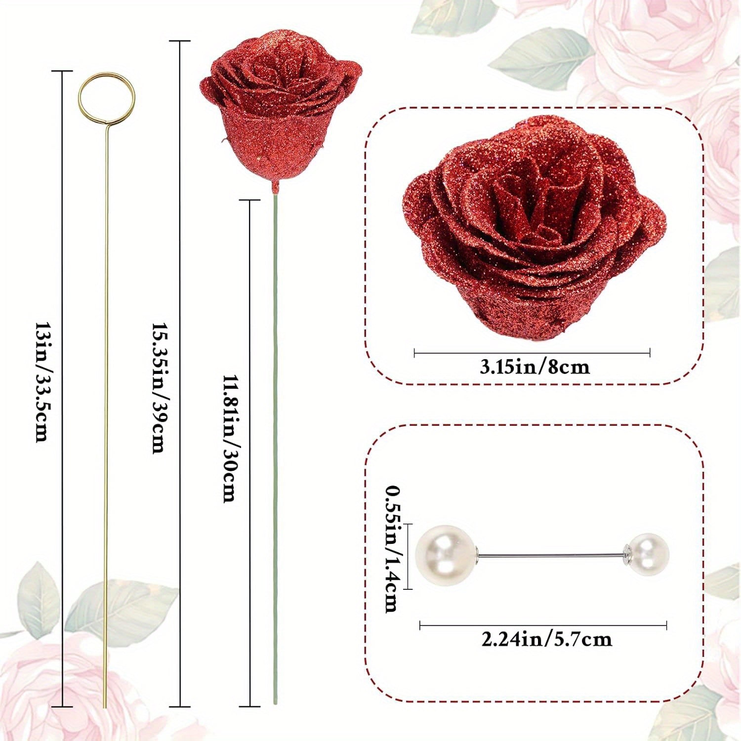 [Luxurious Eternal Rose] 24/36pcs Luxurious Eternal Rose Bouquet with Pearl Accents - Artificial Roses in Red, Blue/Purple for Weddings, Anniversaries, Holiday Decor, and Special Occasions