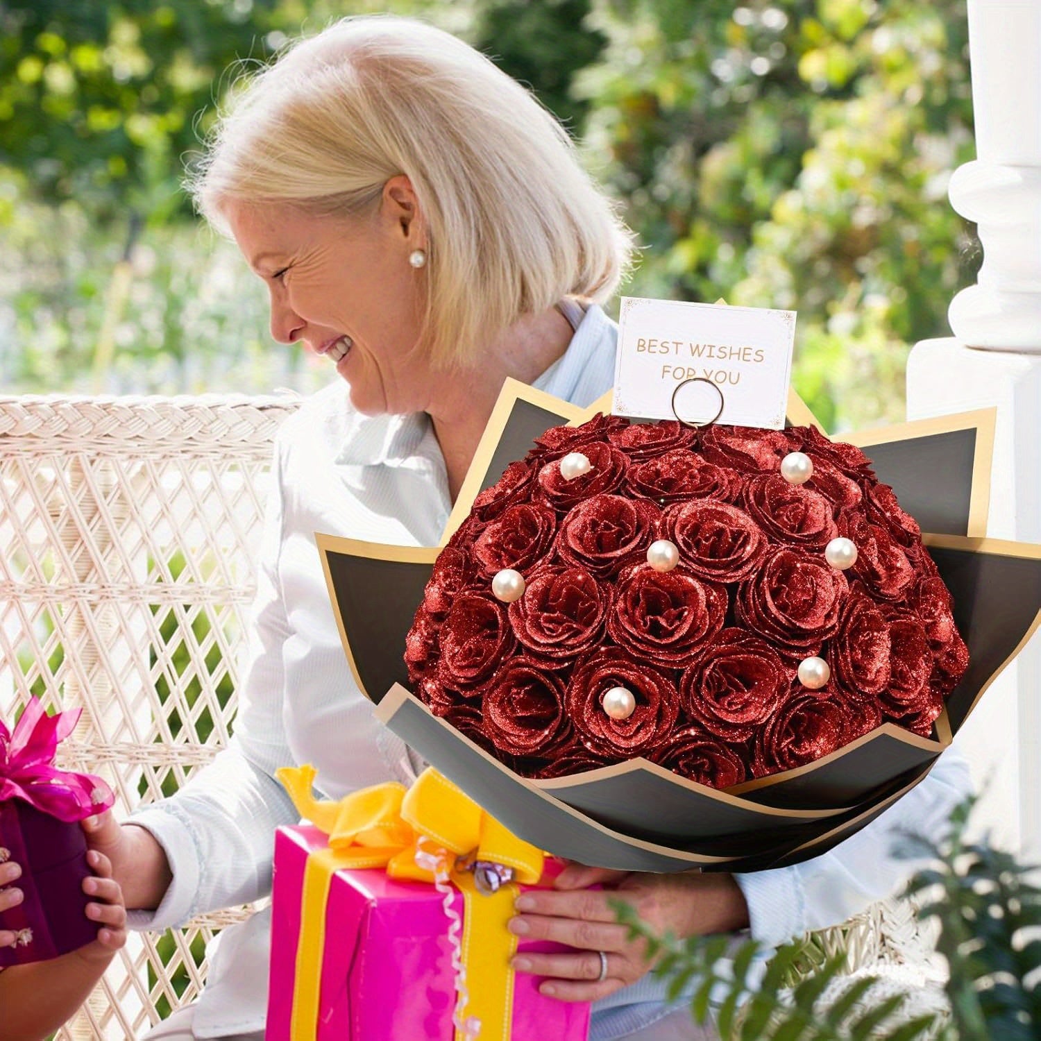 [Luxurious Eternal Rose] 24/36pcs Luxurious Eternal Rose Bouquet with Pearl Accents - Artificial Roses in Red, Blue/Purple for Weddings, Anniversaries, Holiday Decor, and Special Occasions