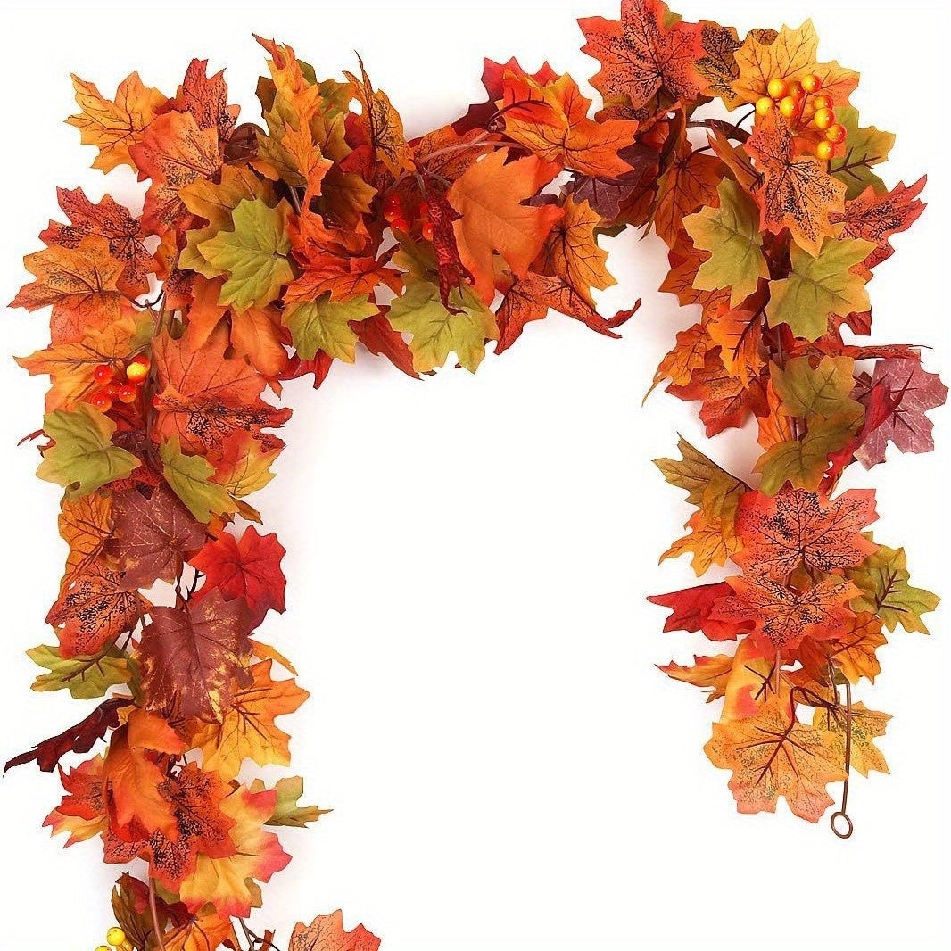 Rattan Maple Leaf Decoration Hanging, Thanksgiving Autumn Leaf Garland Simulation Rattan Decoration, Indoor Decoration Maple Leaf Garland Christmas Decoration