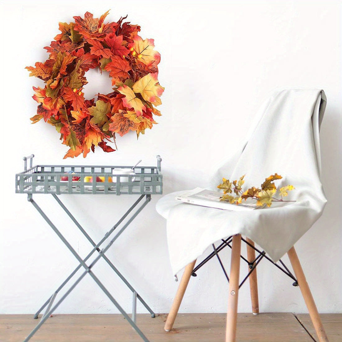 Rattan Maple Leaf Decoration Hanging, Thanksgiving Autumn Leaf Garland Simulation Rattan Decoration, Indoor Decoration Maple Leaf Garland Christmas Decoration