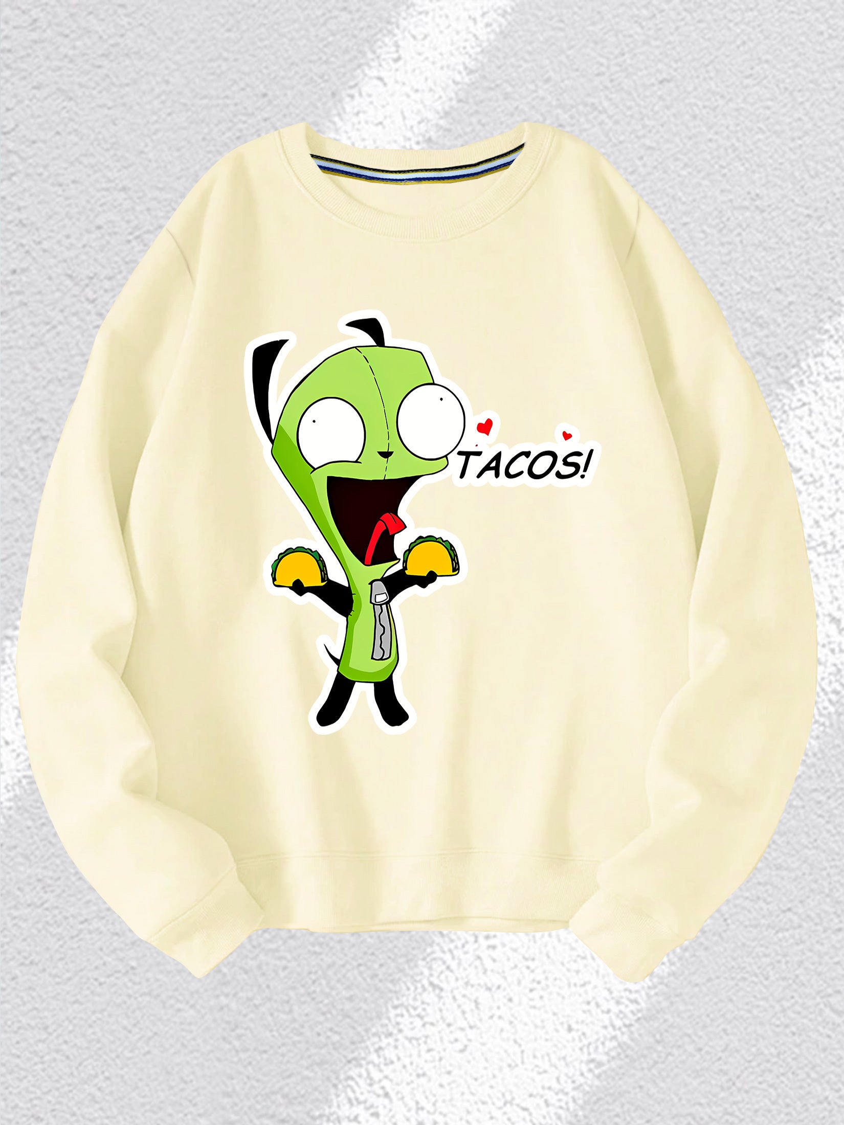Invader Zim Gir Taco Love Long Sleeve Sweater - Comfortable, Casual, Fashionable, All-Rounder, Commuter, Sports, Spring and Winter Suitable, Outdoor Clothing for Men