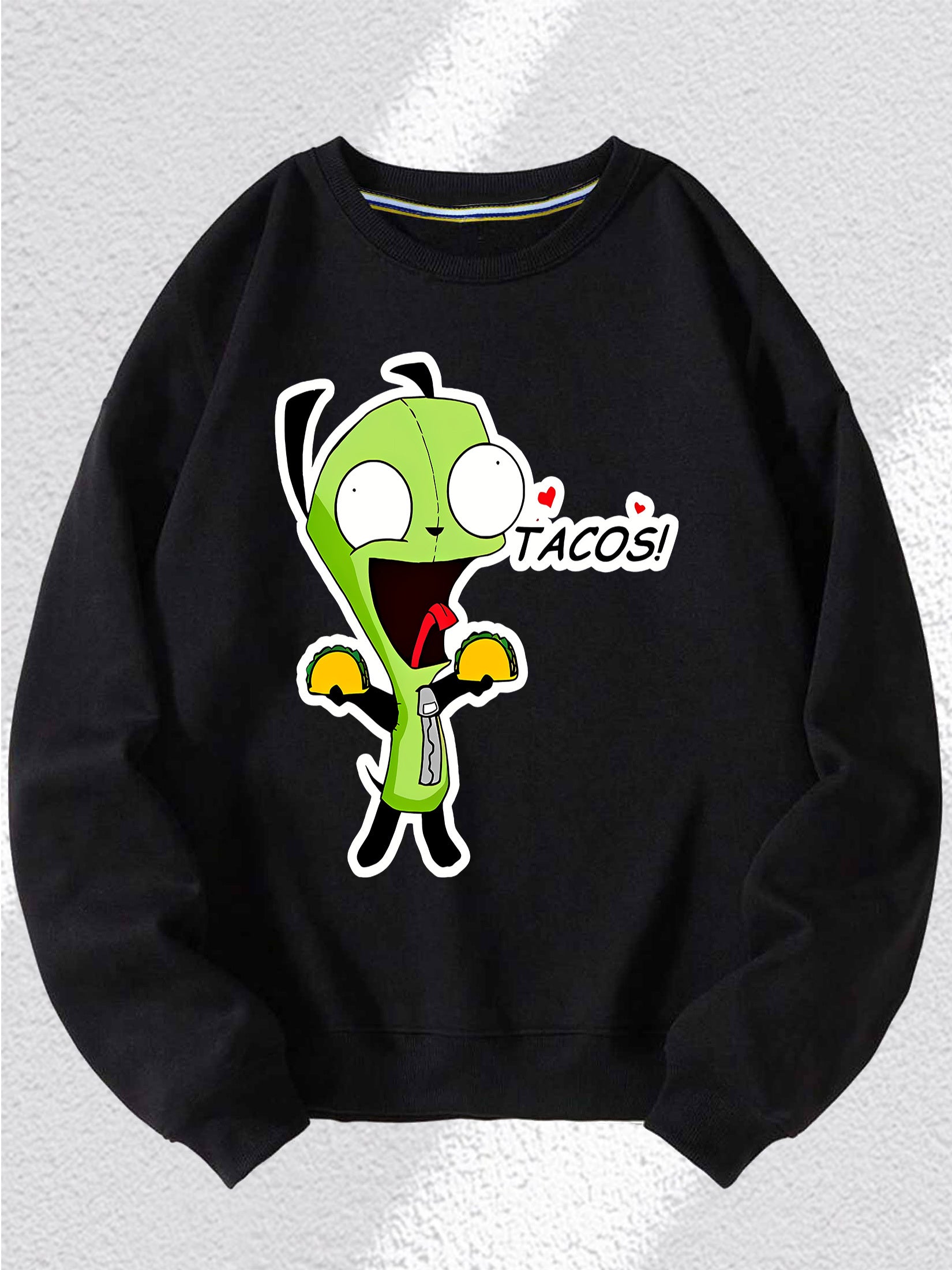 Invader Zim Gir Taco Love Long Sleeve Sweater - Comfortable, Casual, Fashionable, All-Rounder, Commuter, Sports, Spring and Winter Suitable, Outdoor Clothing for Men