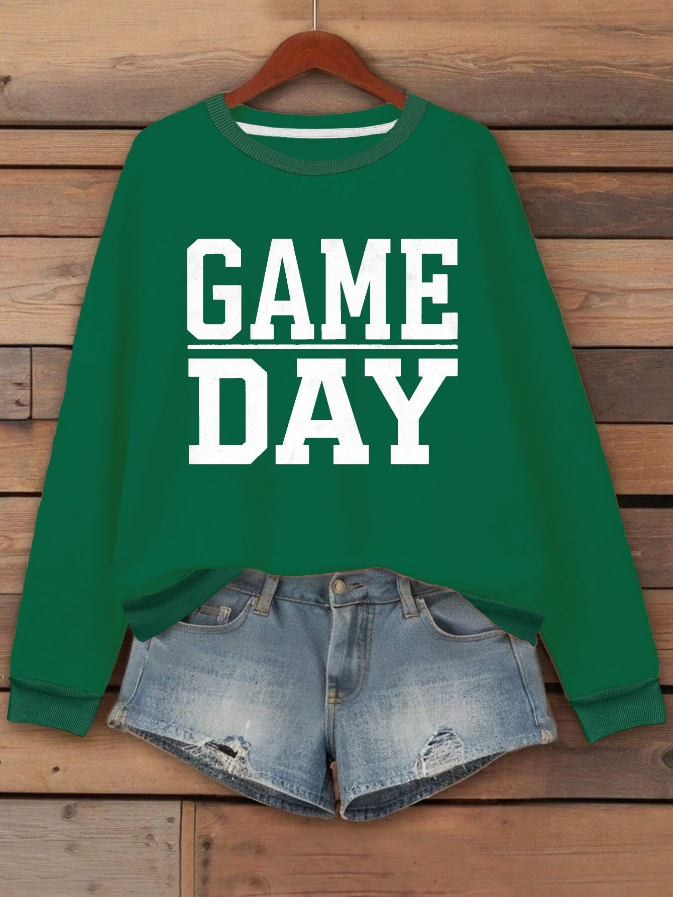 GAME DAY Print Pullover Sweatshirt, Casual Long Sleeve Crew Neck Sweatshirt, Women's Clothing