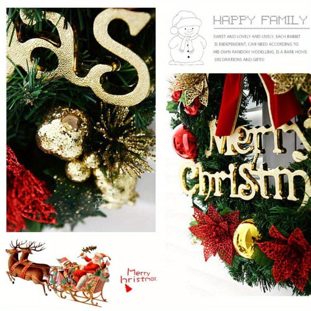 [Christmas Wreath for Front Door] 12 inch Artificial Poinsettia Christmas Wreath - Reef with Bowknot, Poinsettia Flowers, Bells, Xmas Pinecones Decor for Wall Home