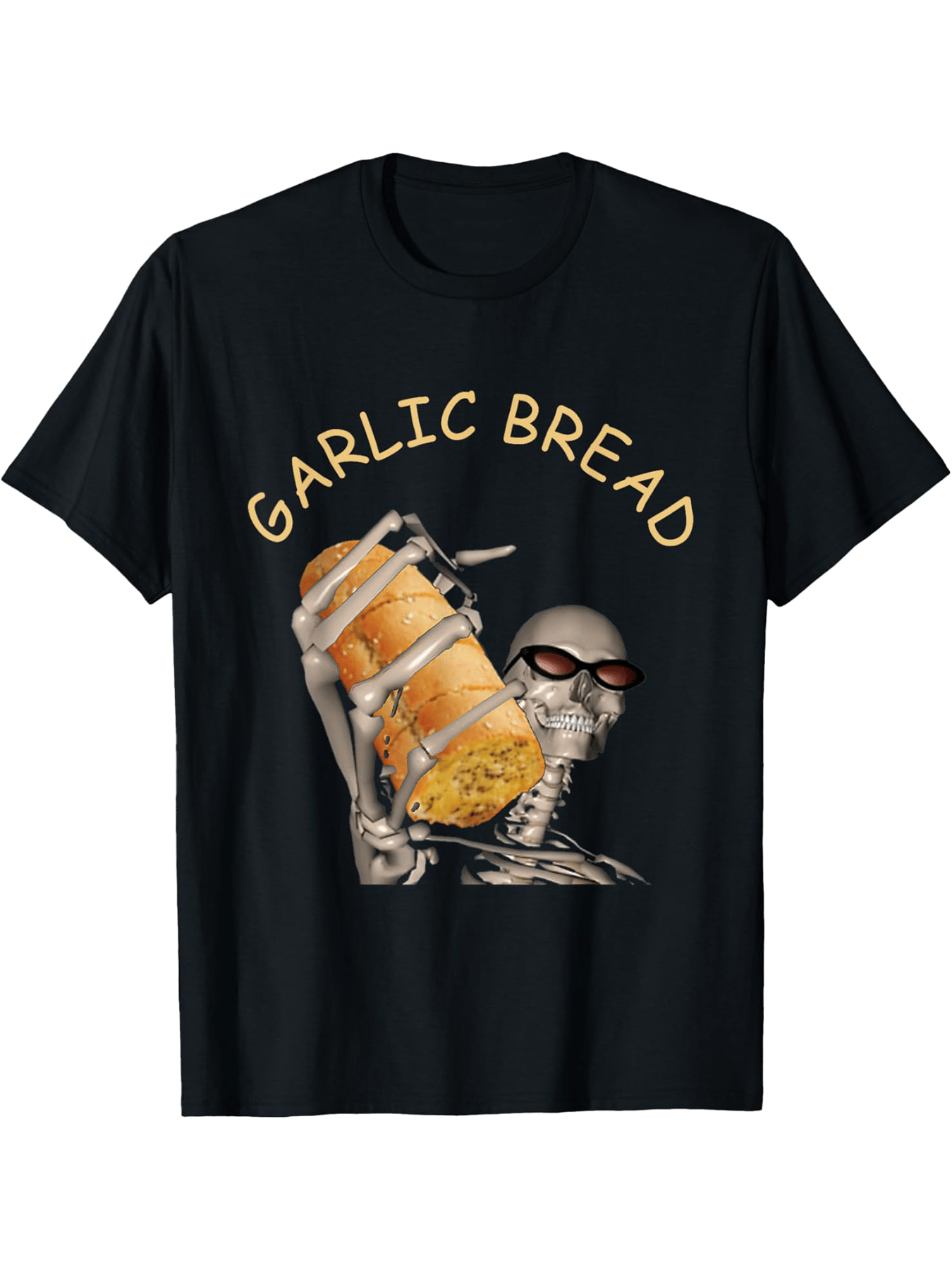 Garlic Bread Funny Cool Skeleton Meme T-Shirt Selected pure cotton interesting design DIY short sleeve t-shirt for men, soft and breathable, suitable for all seasons, comfortable, casual and sports, Halloween and Christmas gi