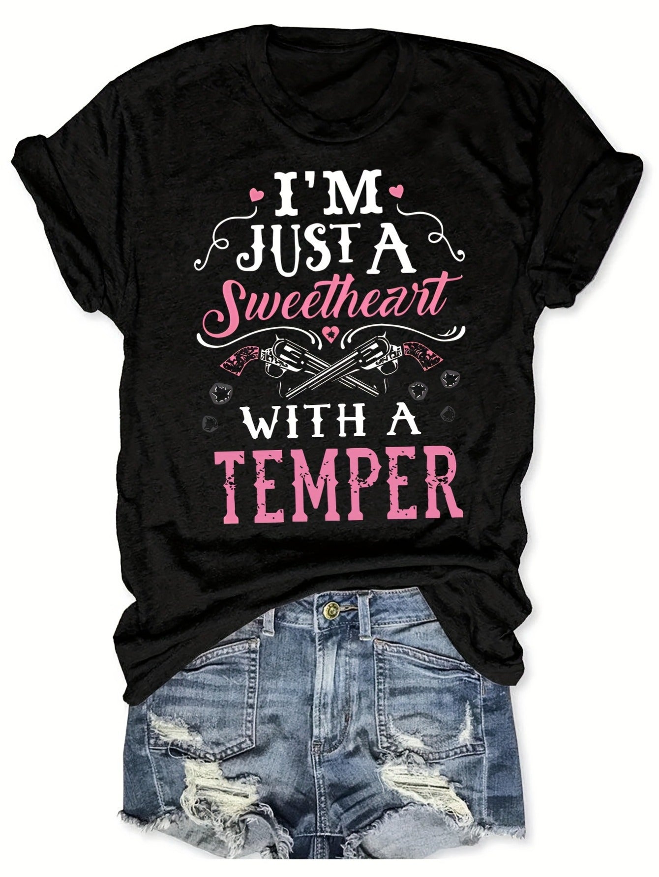 Letter Western Print T-shirt, Short Sleeve Round Neck Casual Top for Summer and Spring, Women's Clothing