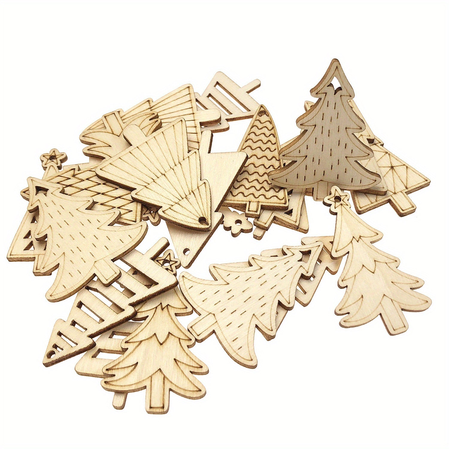Handcrafted Wooden Christmas Tree Ornaments - DIY Painting Kit for Holiday Decor, Festive Hanging Decorations for Parties & Home, High-Quality Wood Slices, No Feathers, Natural Decoration Set