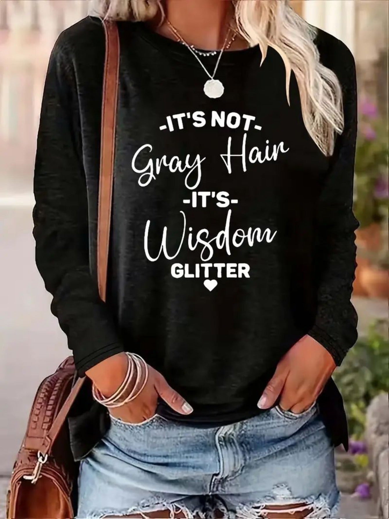 Whimsical Heart & Paw Print Crew Neck Long Sleeve T-Shirt - Women's Casual Spring & Fall Clothing - Valentine's Day Gift Idea