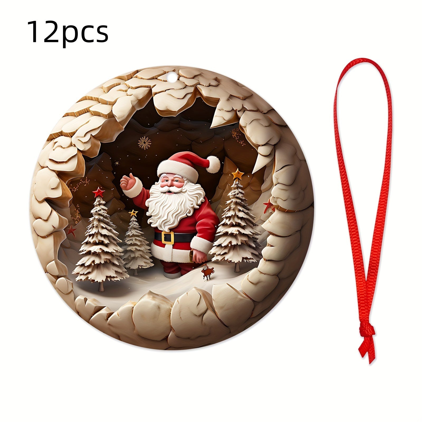3D Santa Wooden Ornaments for Christmas Tree & Home Decor - Perfect Holiday Gift, Wall Hanging Decoration, Party & Festive Plaque