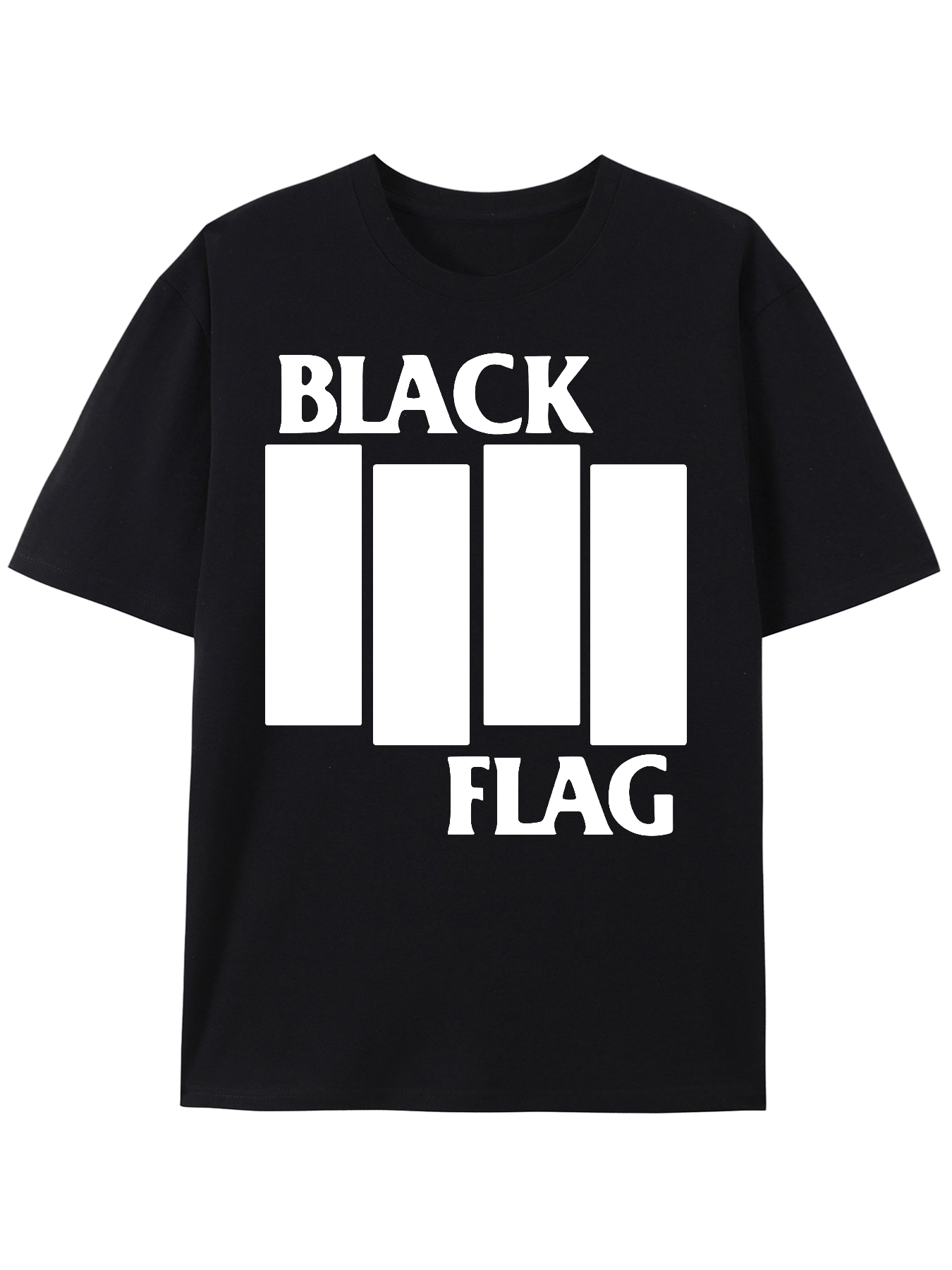 Classic BLACK FLAG Crew Neck Graphic Tee - Soft, Breathable, Trendy Summer Top for Men - Casual Short Sleeve Shirt with Letter Print Design
