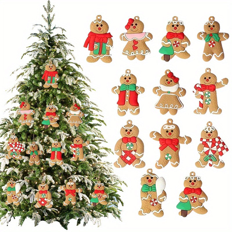 Wood Gingerbread Man Ornaments - Versatile Hanging Decorations for Christmas, Halloween, Easter, Thanksgiving - No Power Needed, Festive Holiday Pendants for Seasonal Celebrations