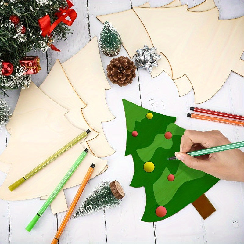 Wooden Christmas Tree Cutout, Christmas Wooden Ornaments, Blank Christmas Tree Craft Wooden Decorations, For DIY Christmas Party Decor