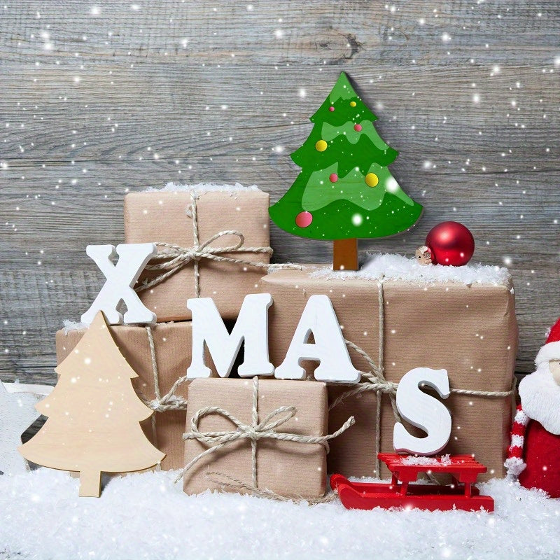 Wooden Christmas Tree Cutout, Christmas Wooden Ornaments, Blank Christmas Tree Craft Wooden Decorations, For DIY Christmas Party Decor