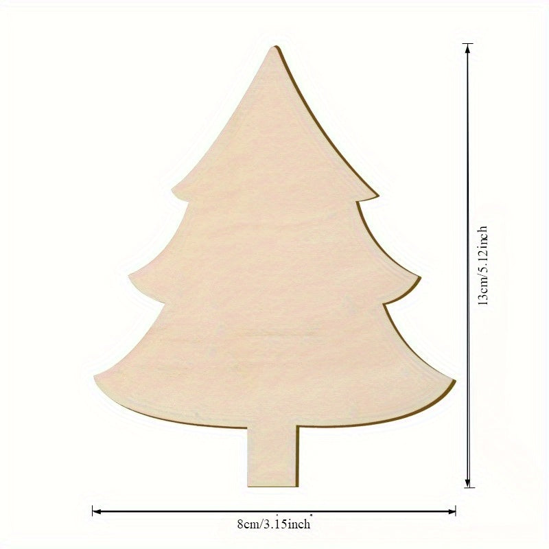 Wooden Christmas Tree Cutout, Christmas Wooden Ornaments, Blank Christmas Tree Craft Wooden Decorations, For DIY Christmas Party Decor