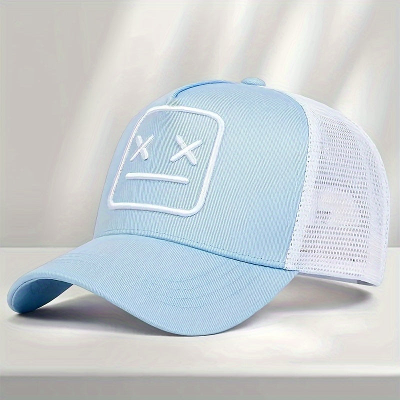 Unisex Embroidered Robot Baseball Cap, Versatile Polyester Trucker Hat, Casual Style, Breathable Sunshade, Ideal for Daily Wear & Outdoor Sports, Perfect Gift for Men & Women