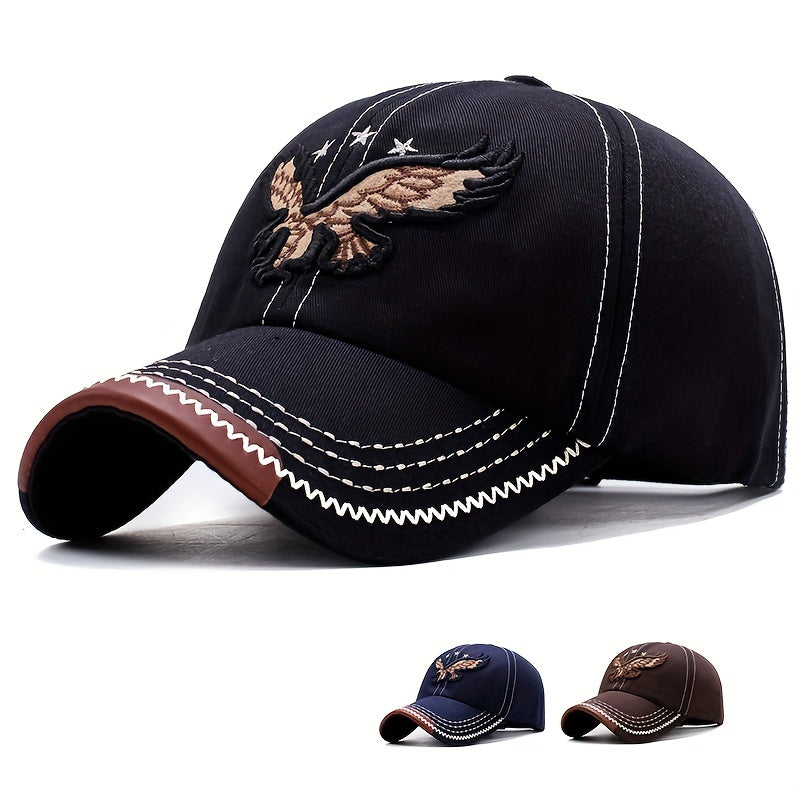 1pc Unisex Sunshade Breathable Baseball Cap With Eagle Embroidery For Outdoor Sport, Ideal choice for Gifts