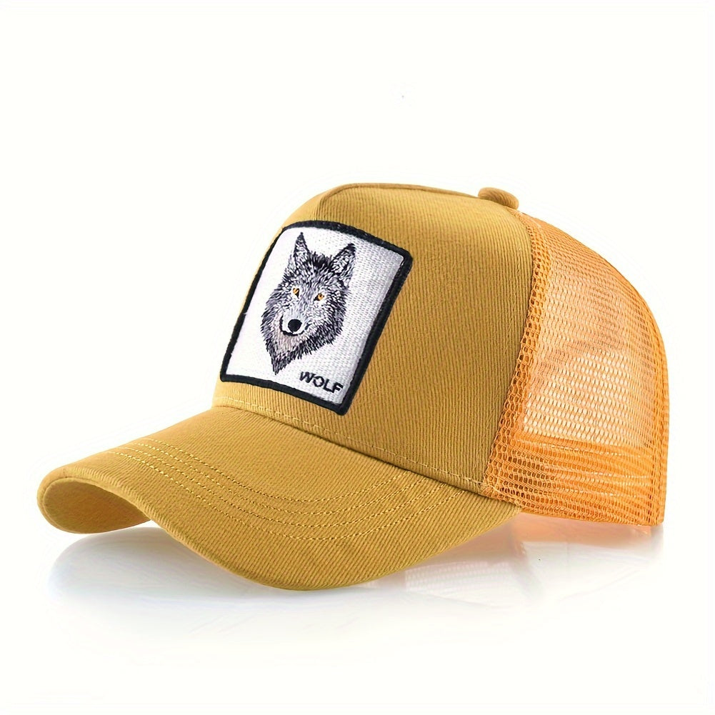 Men'S & Women'S Wolf Embroidery Snapback Trucker Hat - Breathable, Fitted, All-Season Outdoor Sports Cap with Adjustable Sizing, Outdoor Sports Cap|Adjustable Headgear|Snapback Closure