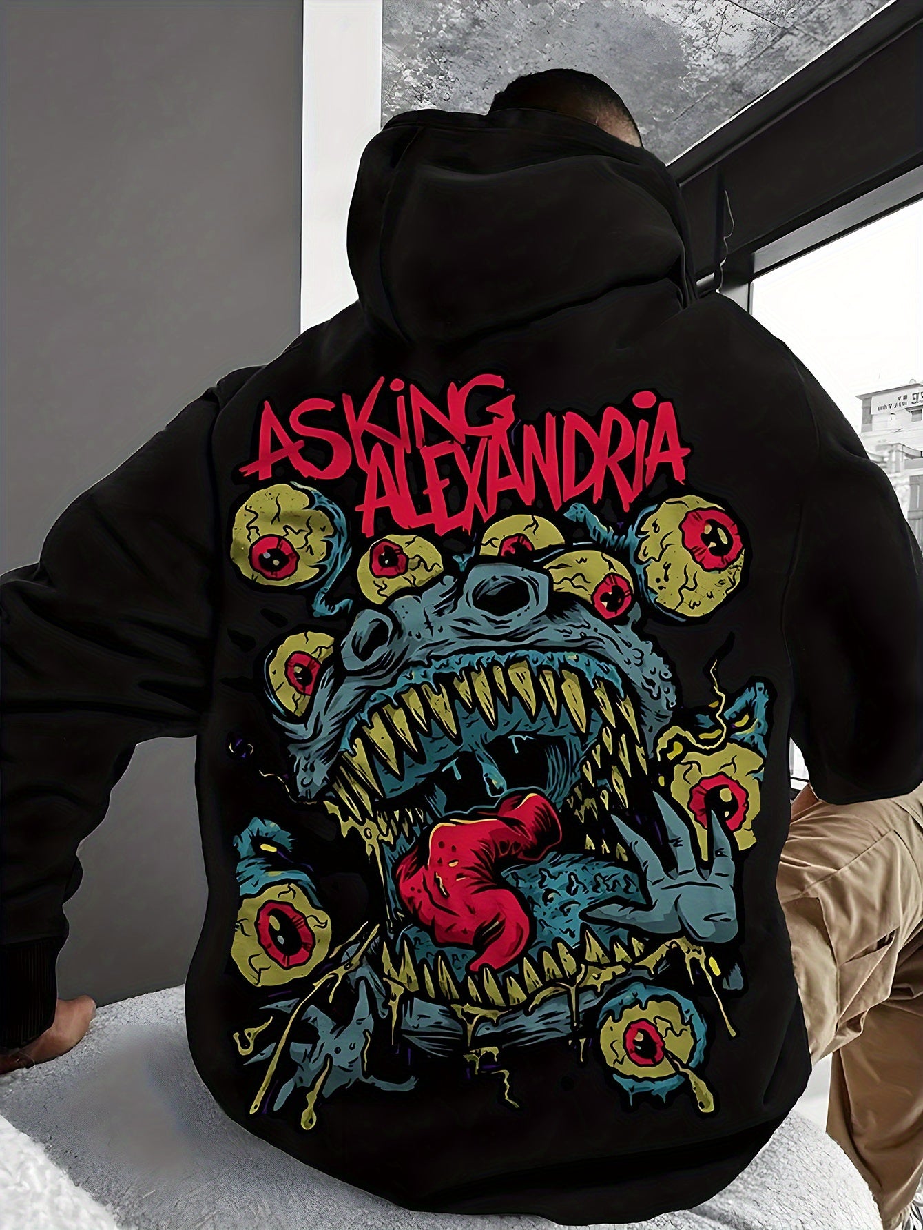 Handsome Men'S Hoodie with Horror Elements Printed on It. The Printed Hoodie with Many Eyes Has Pocket Details for Letting Go And Storing Items. The Soft And Comfortable Fabric Is The Best Choice