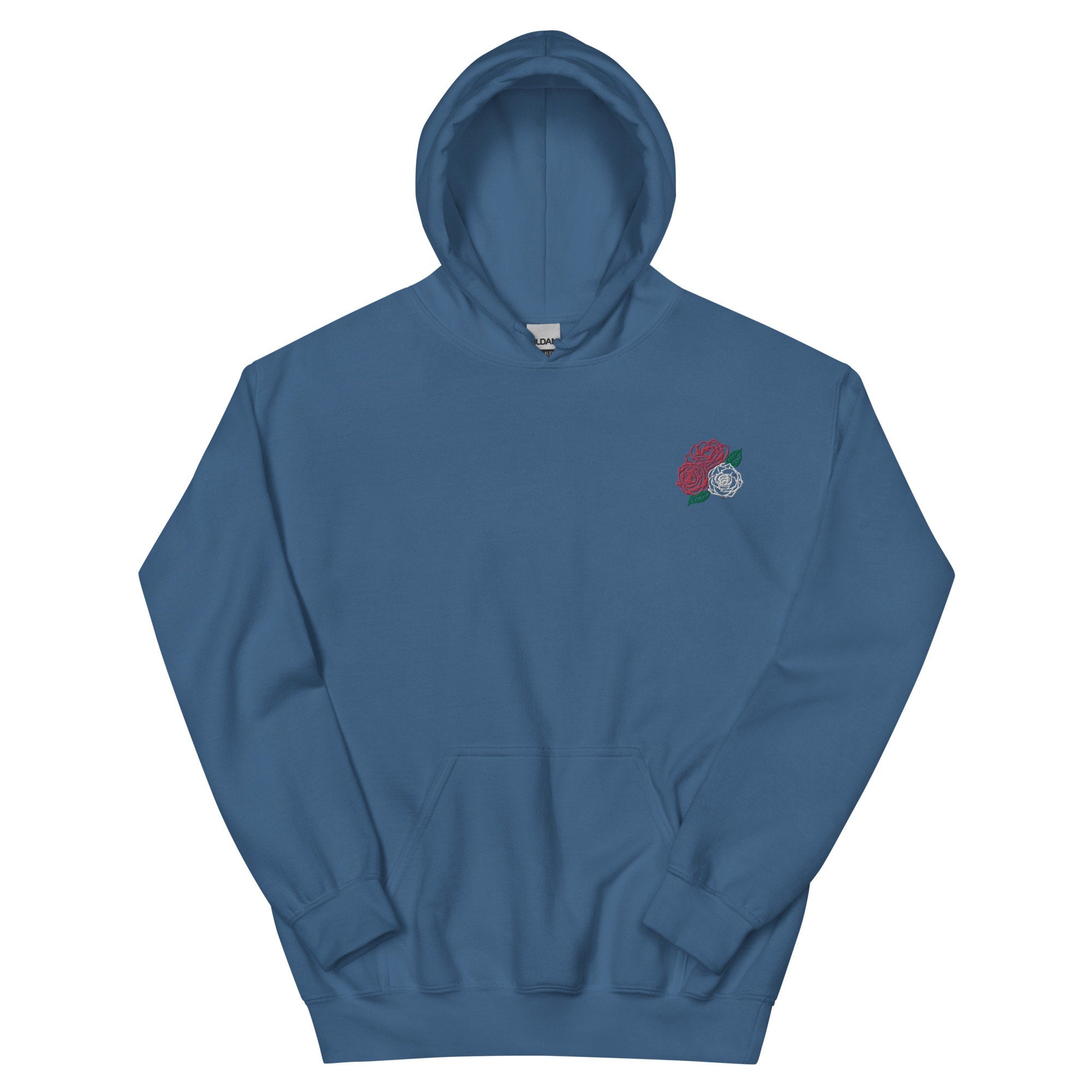 Three Roses Embroidered Unisex Hoodie - Cozy Floral Sweatshirt for Men & Women - Casual Streetwear Gift