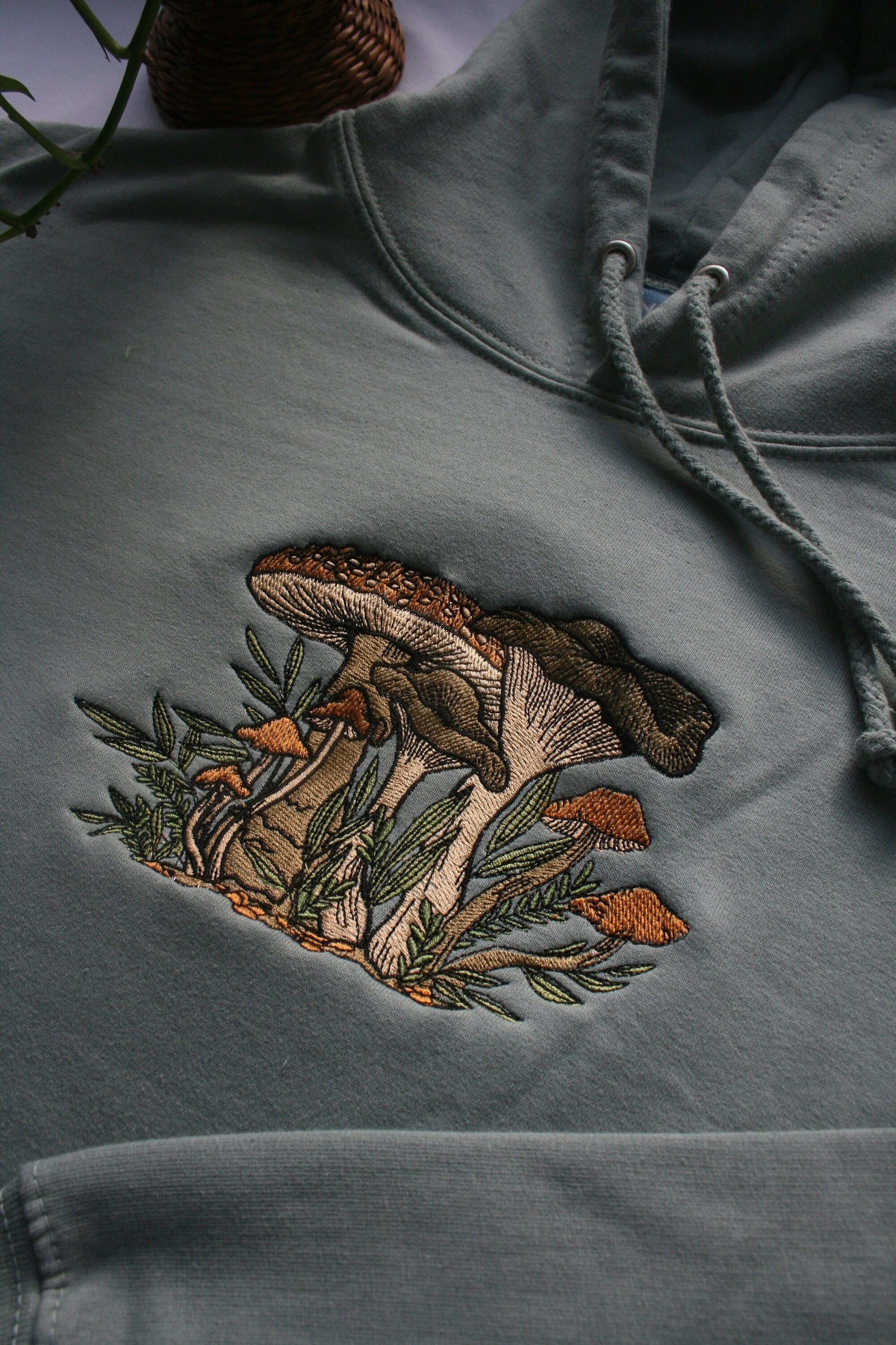 Sage Embroidered Hoodie - Men's / Women's Mushroom Fleece Pullover - Winter Sweatshirt - Gifts for Her / for Him - Cottagecore - Indie Boho