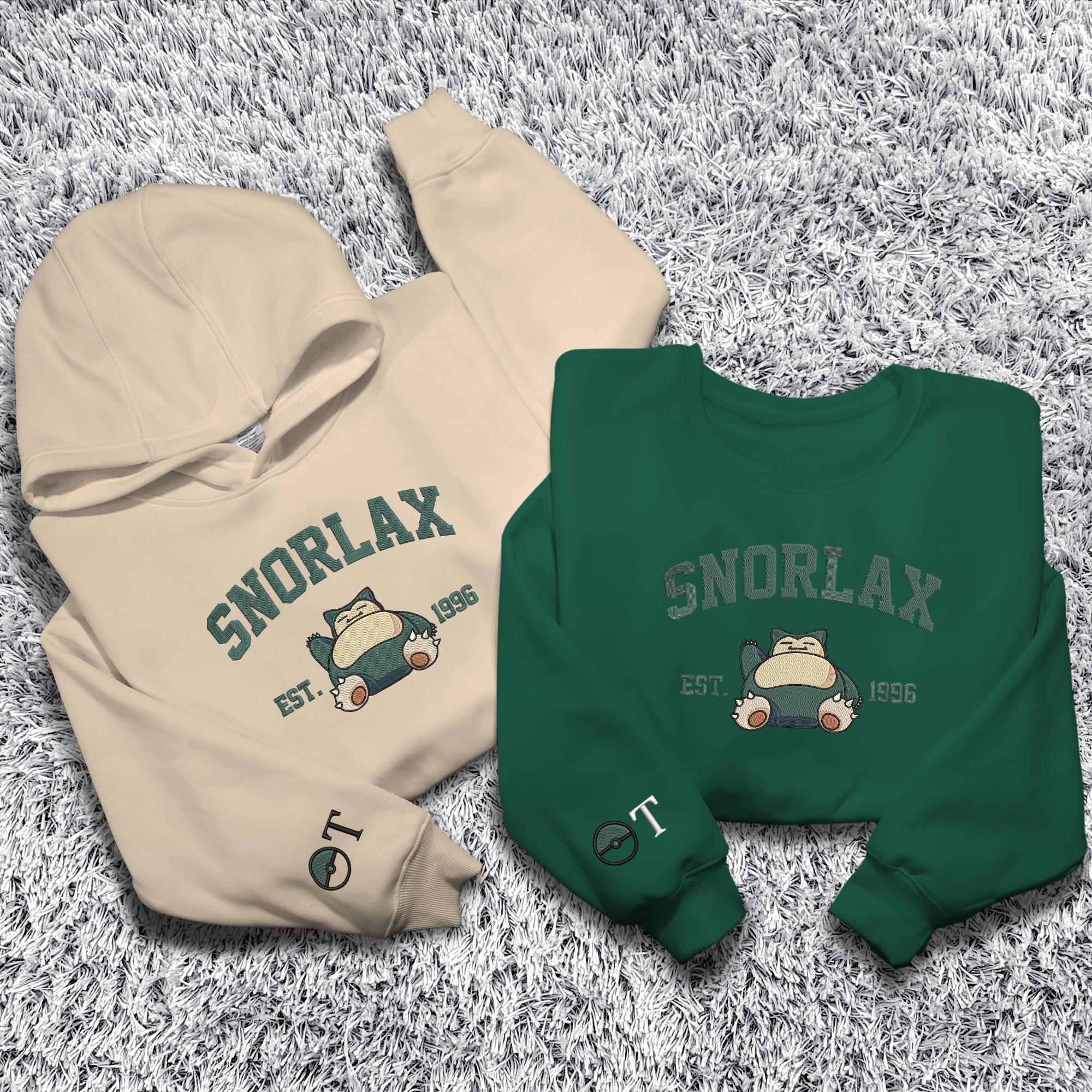 Personalized Snorlax Embroidered Sweatshirt Custom Snorlax Hoodie Crewneck Sweatshirt Custom Name Shirt Gifts