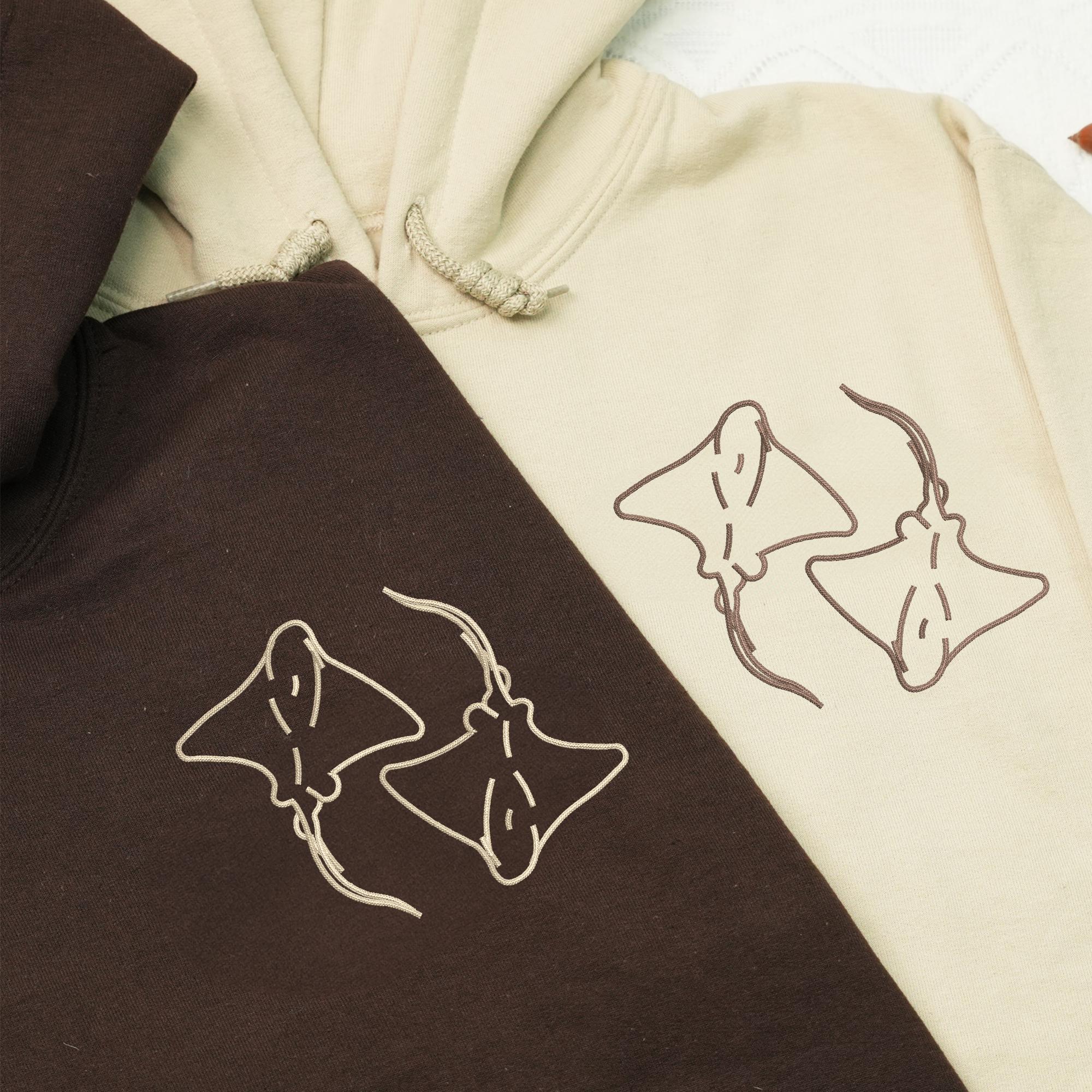 Stingray Sweatshirt, Embroidered Couple Matching Sweaters, Custom Anniversary Date Hoodie, Personalized Couple Gift, Unique Valentines Gift