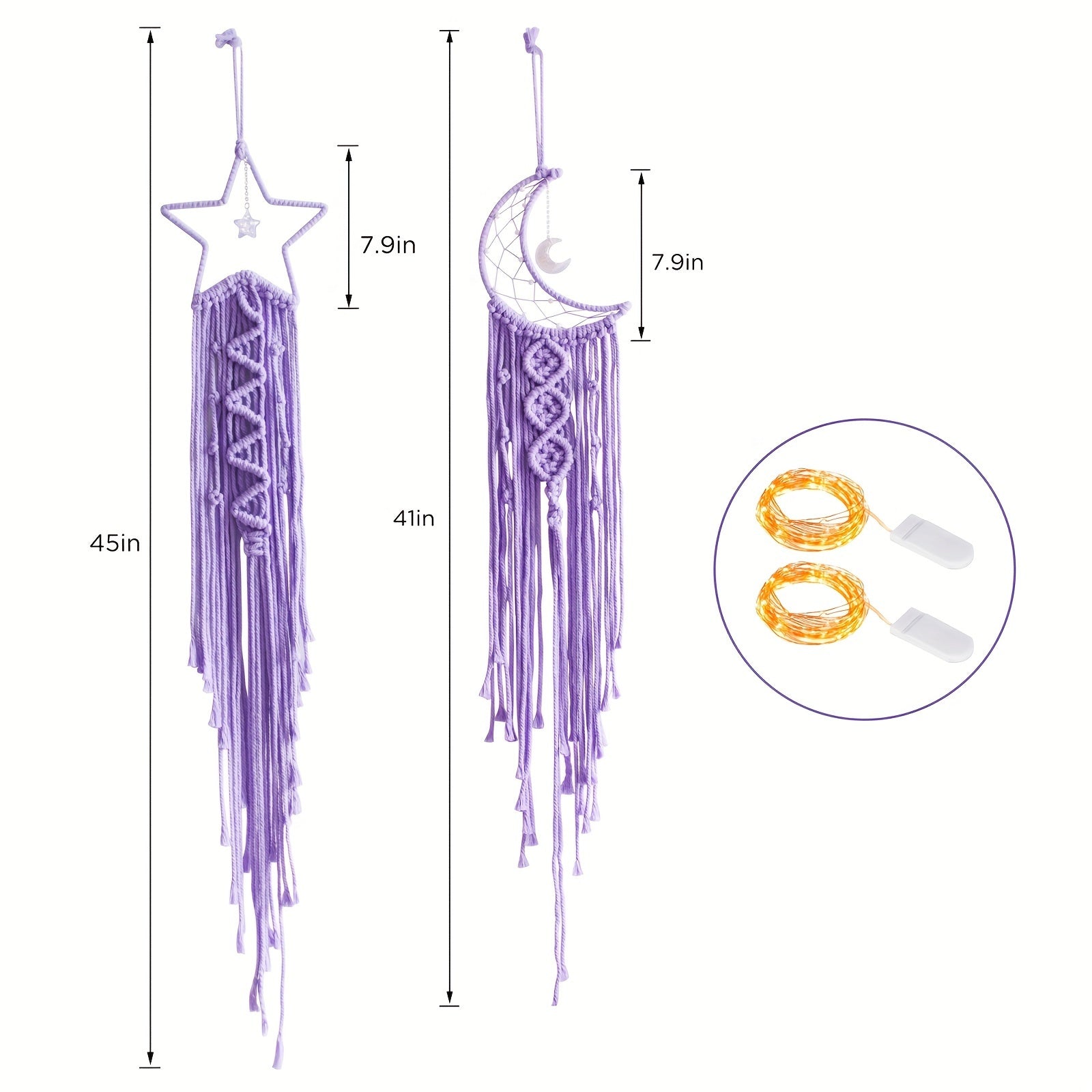 Set of 2pcs Hand-Woven XINGX and Moon Dream Catch Wall Hanging, Bohemian Home Decorative Wall Hangings Decoration, Suitable for Home Wedding Living Room Bedroom Holiday Gift Decorative Wall Hangings without Lights, Suitable f