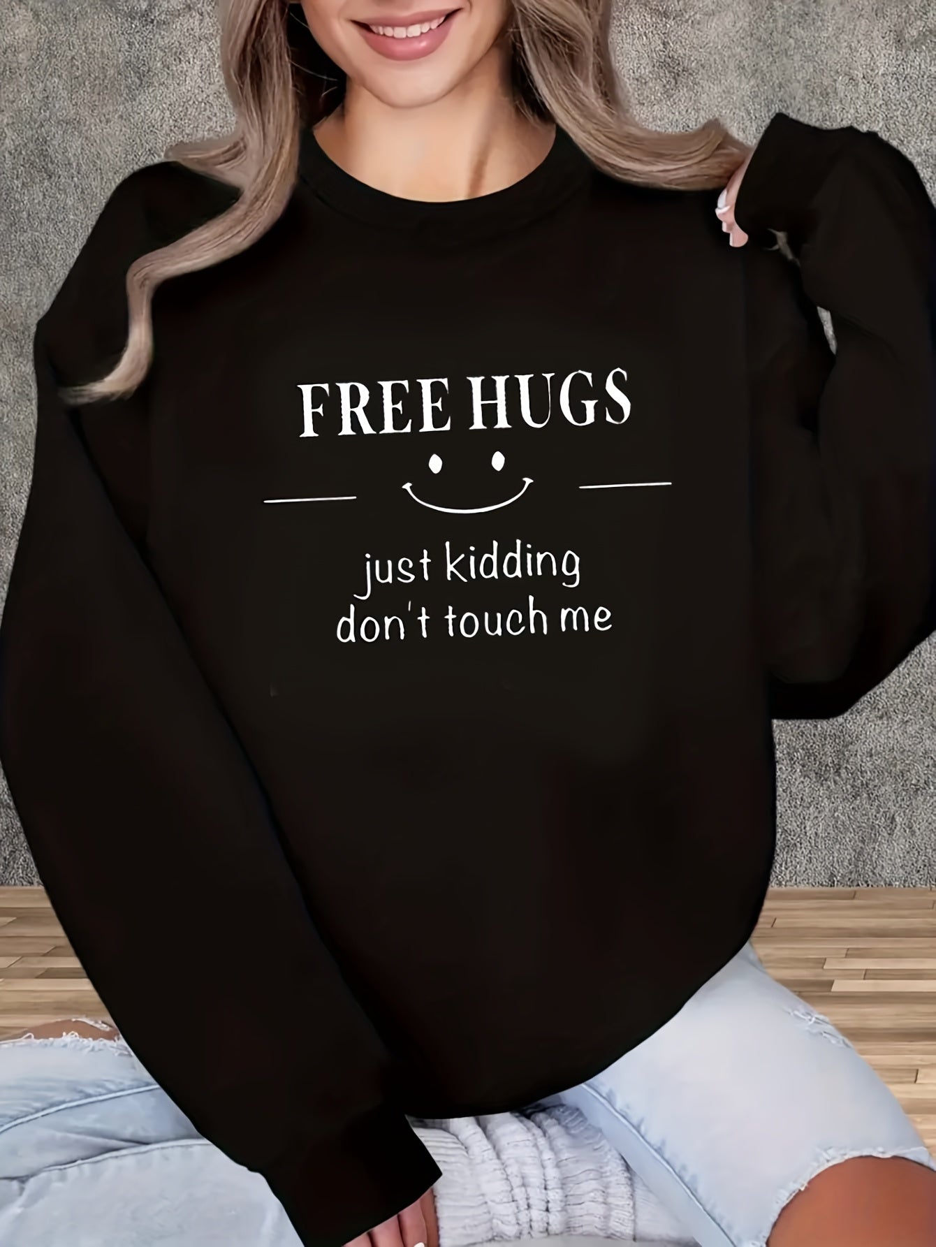 [Casual Knitted Jumper with Elasticity] A Women'S Casual Crew Neck Sweater with Slight Elasticity, Knitted Fabric Jumper, 
