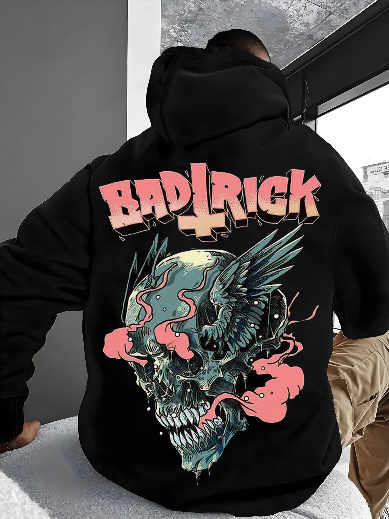 Stylish Men'S Hoodie with Skull Print & Pocket Detail - Soft Cotton Blend, Casual Fit for Fall/ Winter
