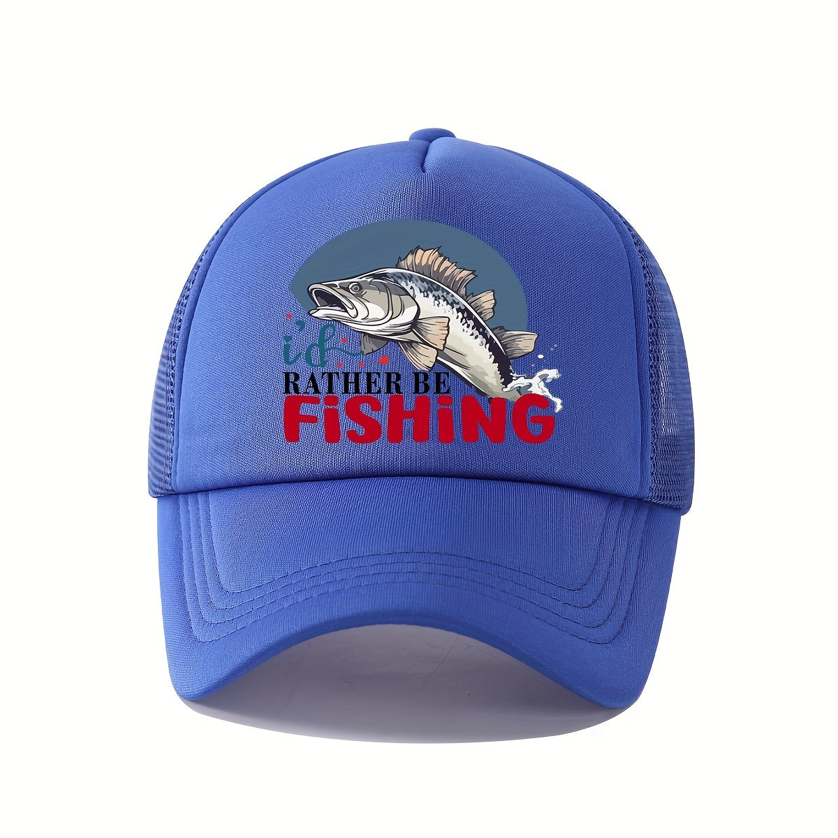 Casual Breathable Mesh Baseball Cap - Trucker Hat with Love Fish Design in Black, Red, & Blue for Fishing, Golf, and Outdoor Activities