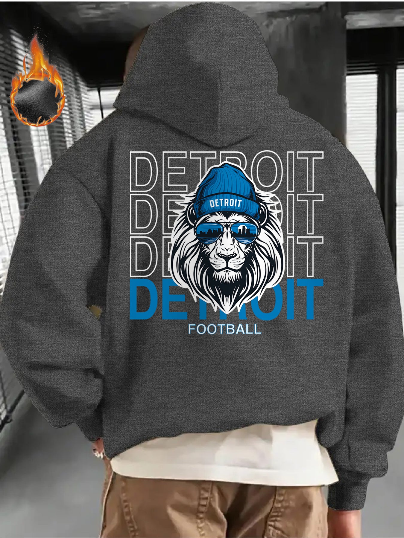 Detroit Football Hoodie, Gifts For Men Featuring A Bold Detroit Football Design. Perfect For Detroit Football Enthusiasts, This Casual Hoodie Is Stylish, Thickened For Warmth, And Ideal For Autumn And Winter. Unisex Fit With