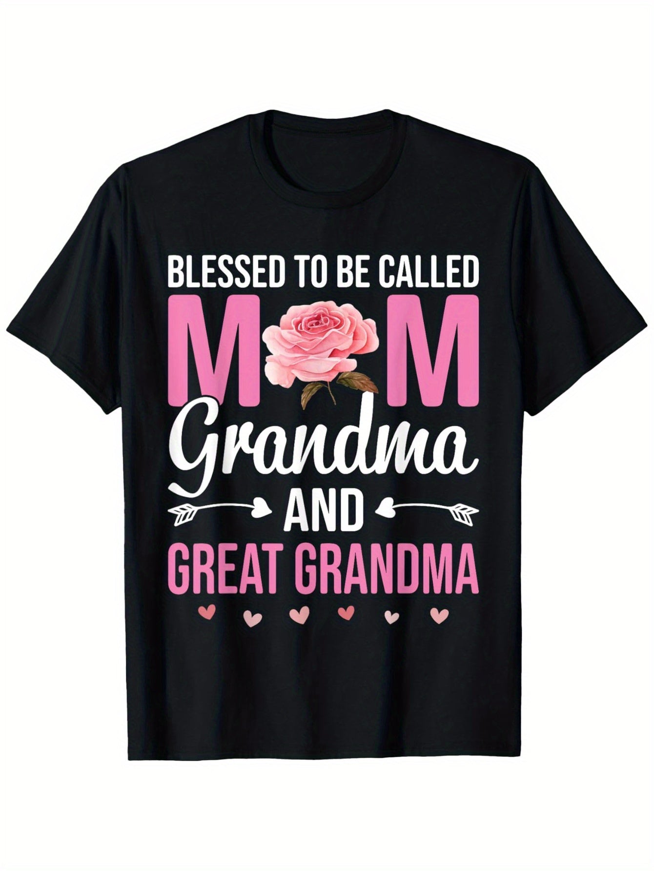 Blessed To Be Called Mom Grandma Great Grandma Mother'S Day T-Shirt - Casual Crew Neck Cotton T- shirt, Super Soft, Summer Breathable Tee - Perfect Easter, St Patrick'S Day, Valentine'S Day, Mother'S Day Gift for Dad Mom Coup