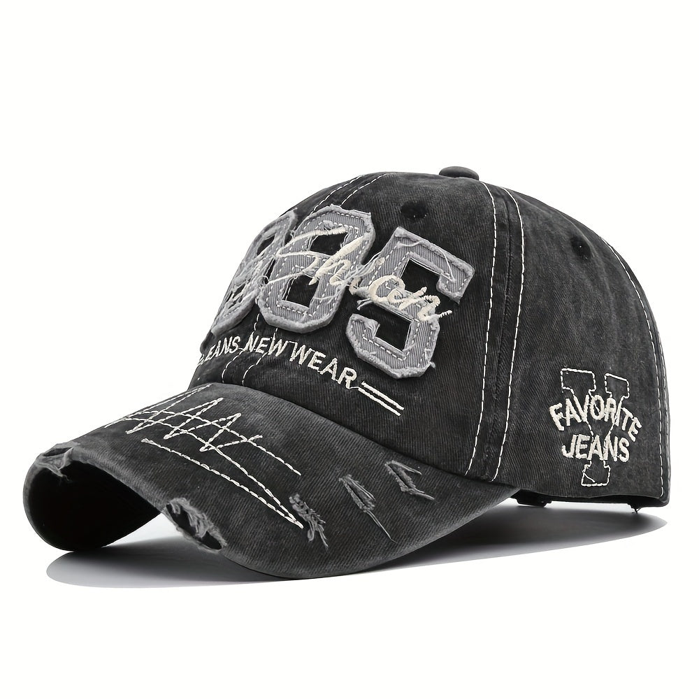 1985 Embroidery Vintage Lightweight Adjustable Dad Hat - Ripped Baseball Cap Washed Distressed Patch Sunscreen Sports