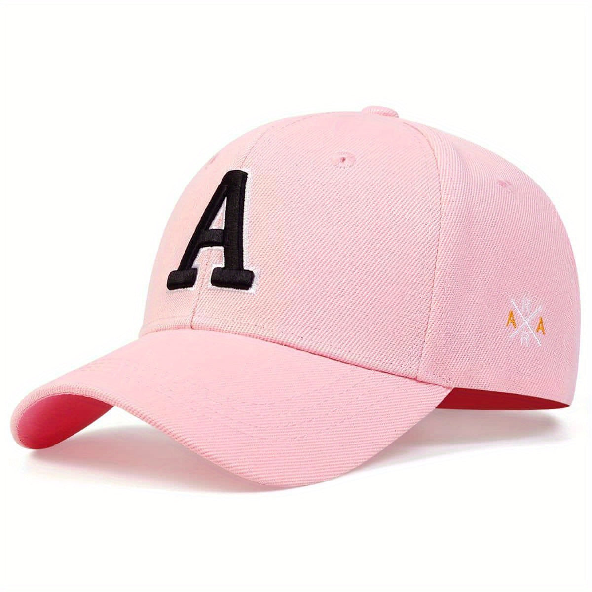 [Solid Color Embroidery Baseball Cap] Letter A Embroidery Baseball Cap Solid Color Simple Casual Sports Hat Sunscreen Dad Hats