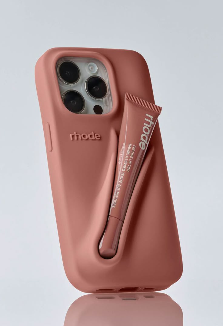 DIY Rhode Toast Soft Silicone Lipstick Phone Case For iPhone 16 15 14 13 12 11 Pro Max Plus Portable Lip Gloss Holder Ins Hot Cover