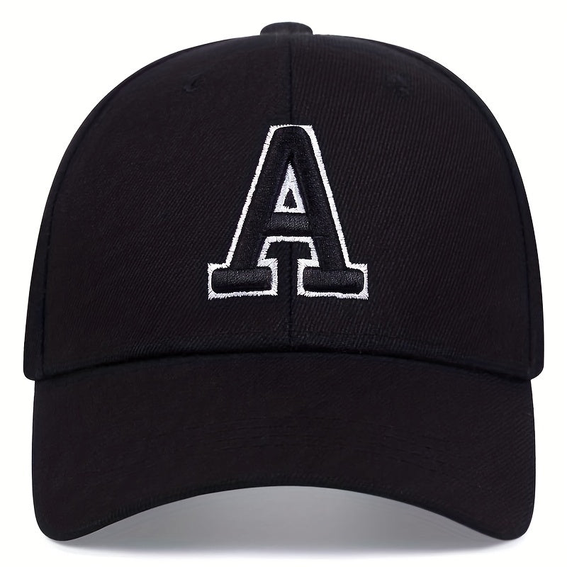 [Solid Color Embroidery Baseball Cap] Letter A Embroidery Baseball Cap Solid Color Simple Casual Sports Hat Sunscreen Dad Hats
