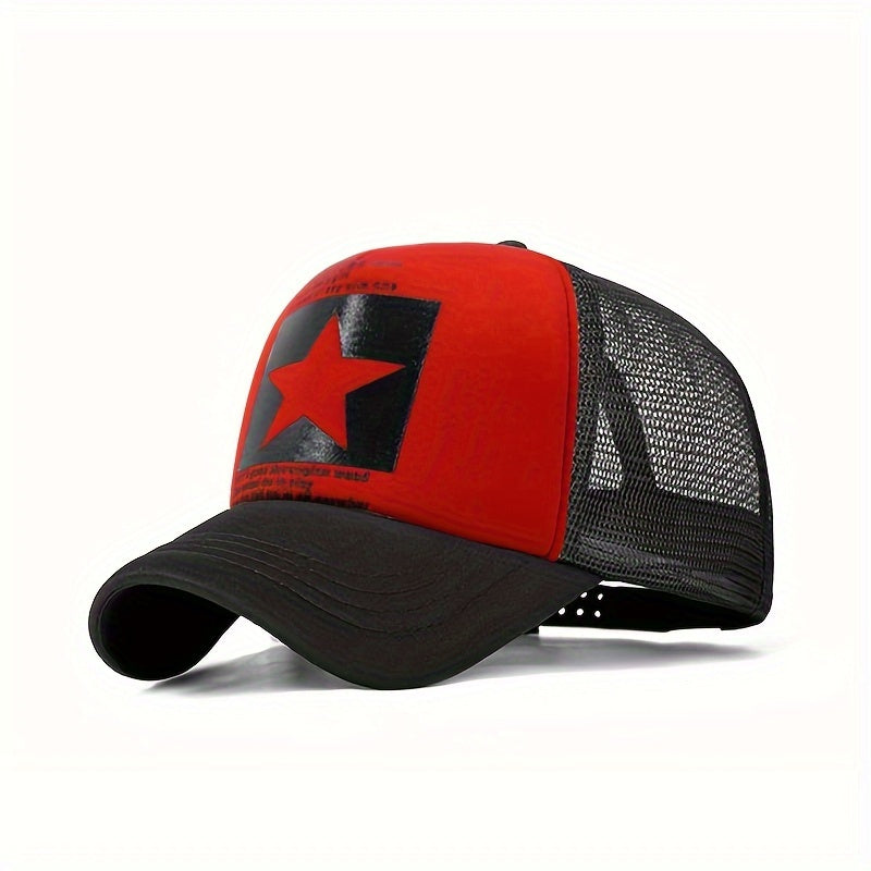 Lightweight Breathable Mesh Unisex Trucker Hat - Pentagram Print Baseball Cap - Casual Sports Dad Hats For Women & Men