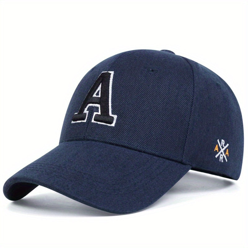 [Solid Color Embroidery Baseball Cap] Letter A Embroidery Baseball Cap Solid Color Simple Casual Sports Hat Sunscreen Dad Hats