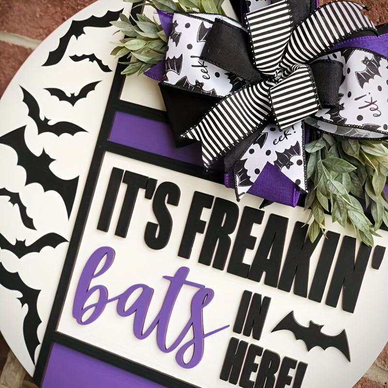 [Freakin' Bats Halloween Sign] Halloween 3D Lettering Door Hanger Sign - It's Freakin' Bats - Fall Porch Decor, Wreath, Front Door Decoration