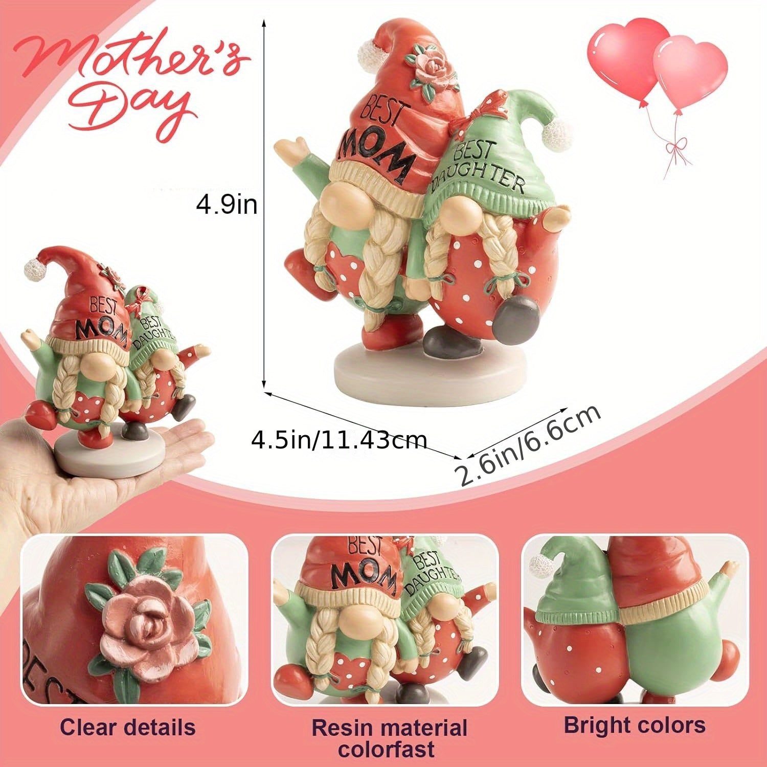 from Daughter, Resin Gnome Small Figurines Decor Table Centerpiece Tiered Tray Office Indoor Home Decorations Best Mom Birthday Gift