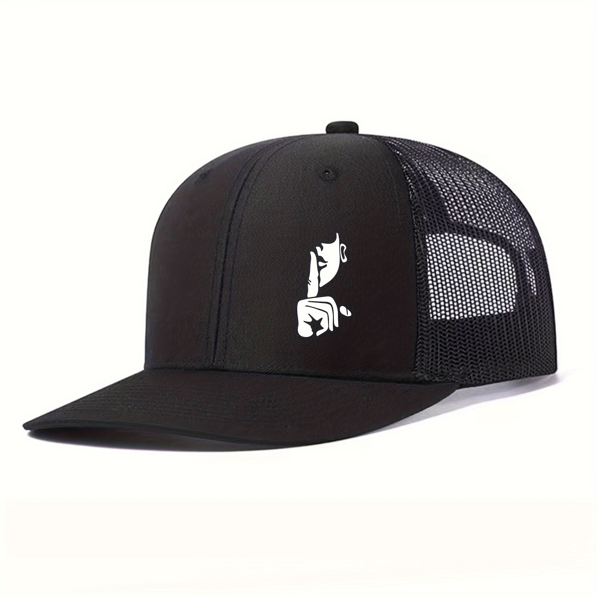 Finger Print Mesh Trucker Baseball Cap for Men & Women - Lightweight Breathable Two-Tone Design, 6 Colors (Black/Blue, Green, Grey, Orange, Brown, Tan), Sports Cap | Trendy Baseball Cap | Structured Cap