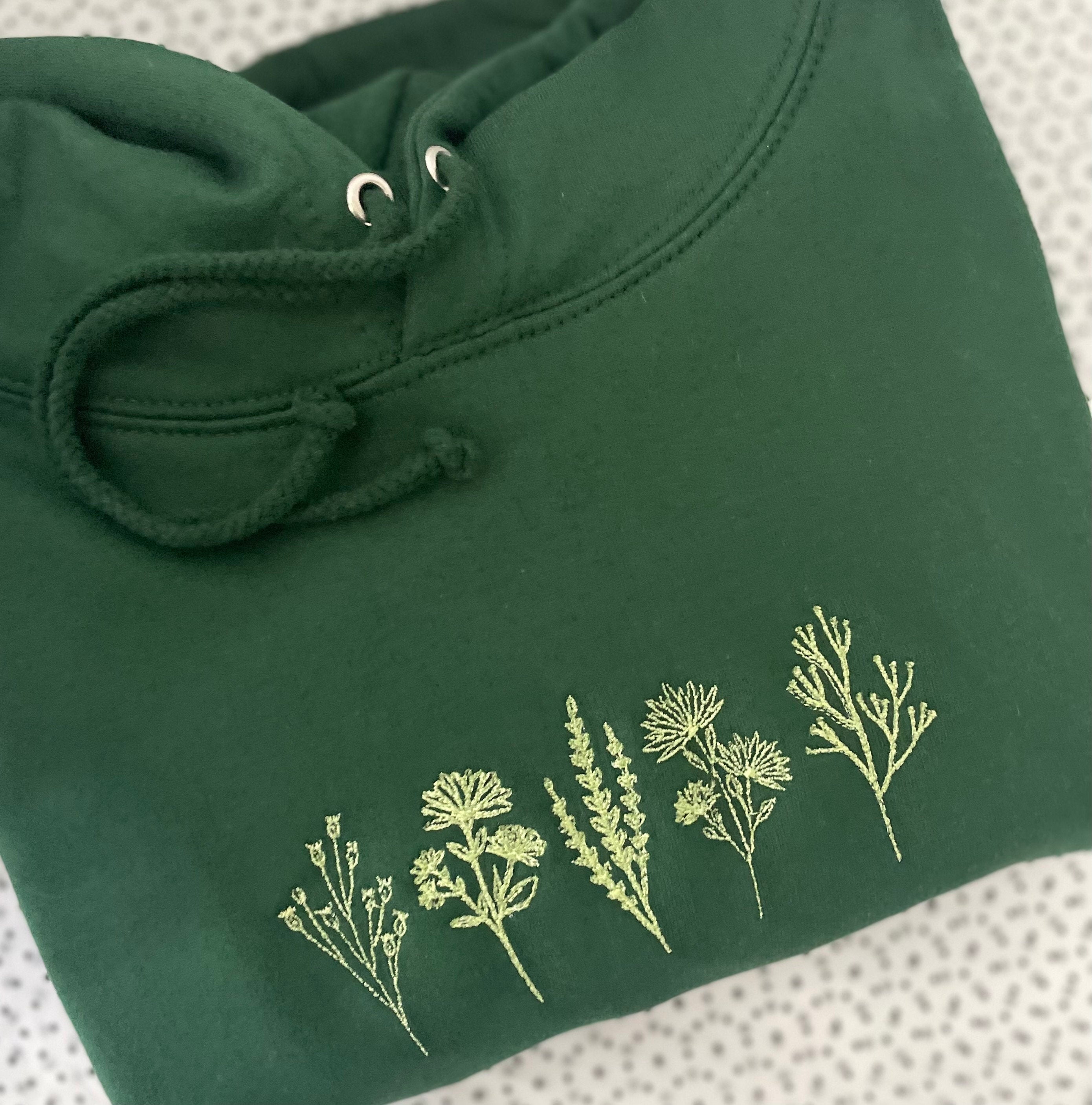 Embroidered Wildflowers hoodie, Sweatshirt, Hoodie, Wildflowers, Women's, Unisex, Present,