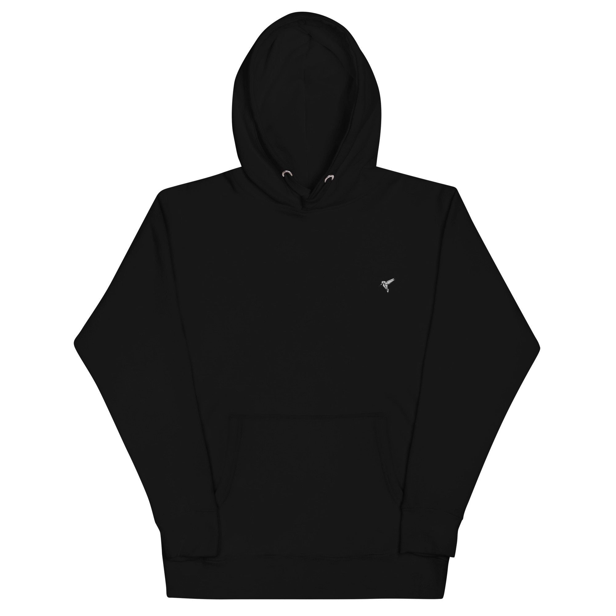Origami Hummingbird Unisex Hoodie, Handmade Embroidered Hoodie, Premium Hooded Sweater, Hoodie Embroidery - Multiple Colors