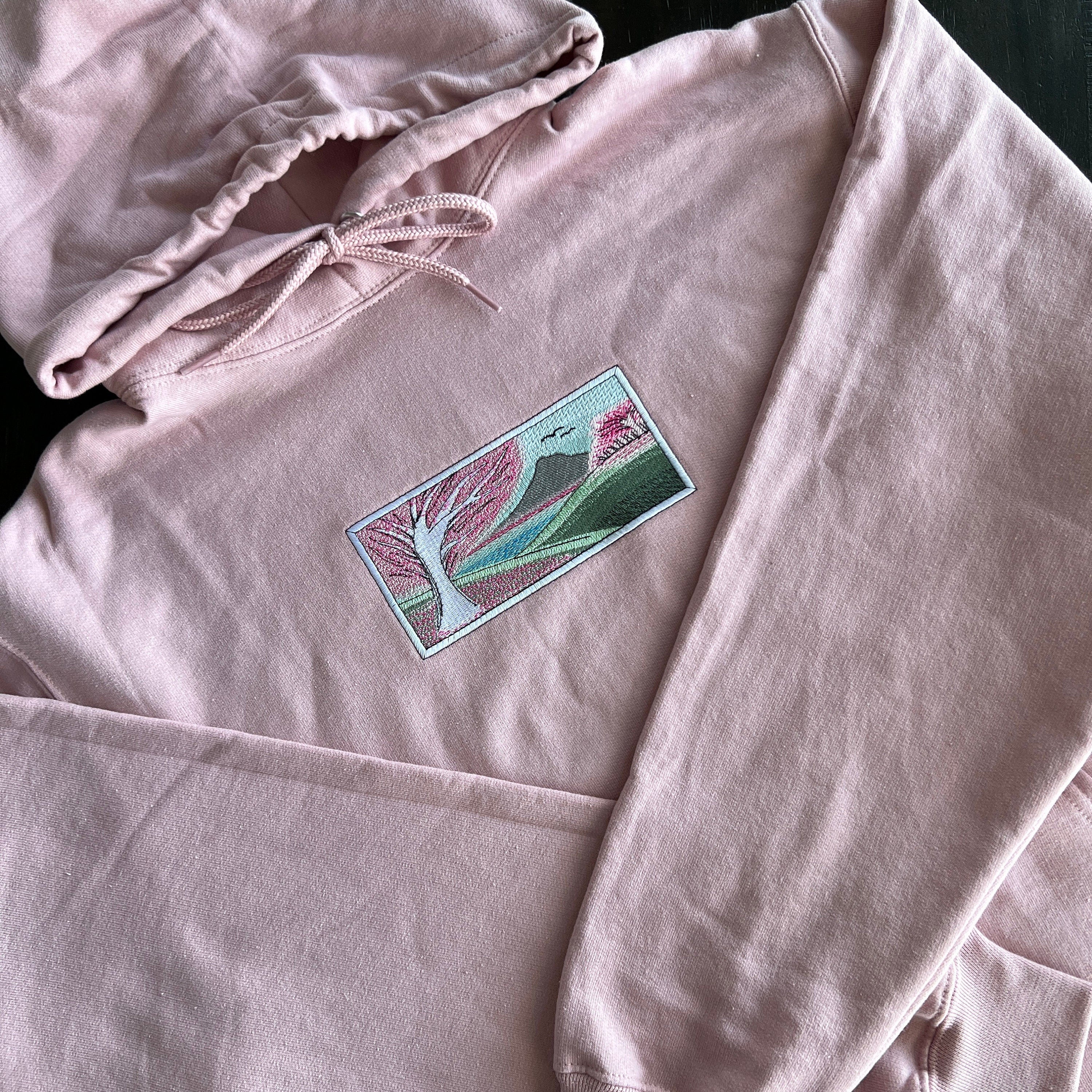 Cherry Blossum Tree Japanese Sakura Landscape Scene Embroidered Hoodie Sweatshirt Unisex Long Sleeve Outdoors Personalized Multiple Colors