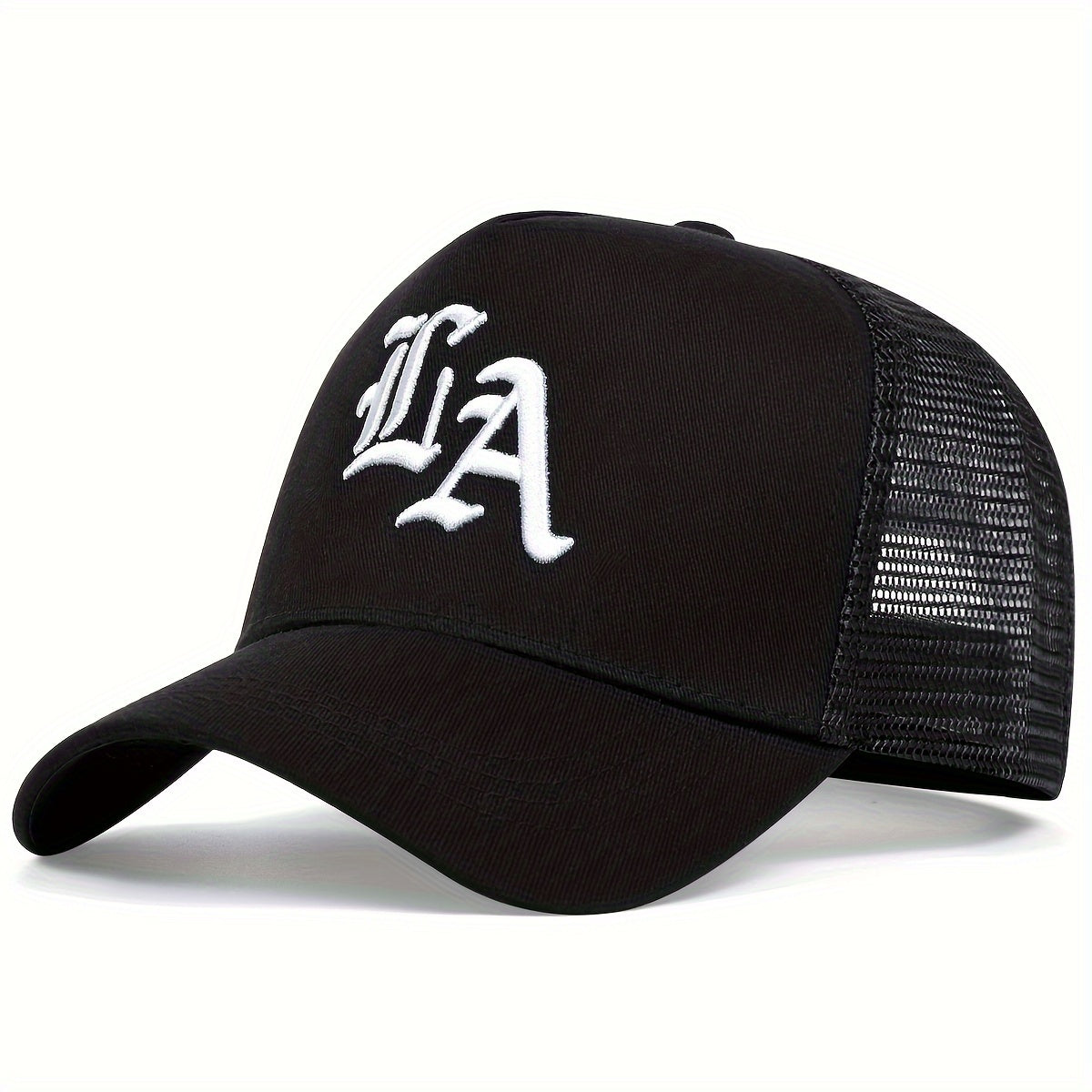 Adjustable LA Letter Baseball Cap - Women's Mesh Back Trucker Hat for Spring/Fall Travel, Beach and Party
