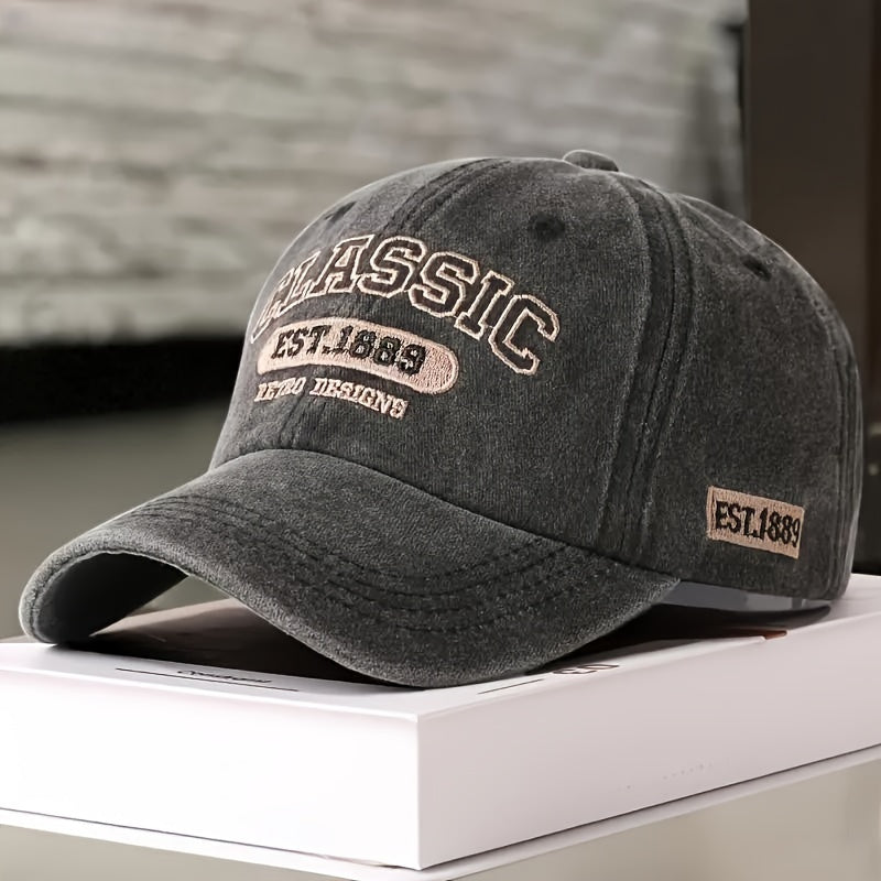 Vintage Solid Color Washed Distressed Baseball Cap - Classic Slogan Embroidery Lightweight Adjustable Dad Hat For Women Men