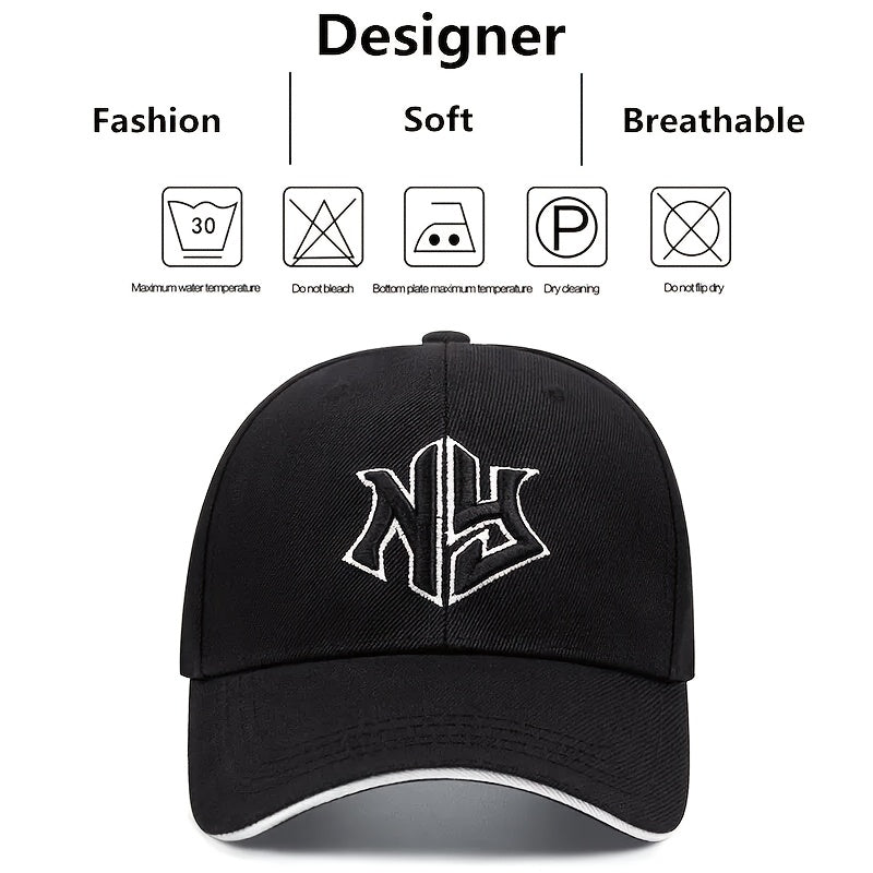1pc, Unisex Embroidered Hip Hop Snapback Cap, Lightweight Woven Fabric Baseball Hat with Buckle Closure, All-Season Sun Visor for Men and Women, Hand Wash Only