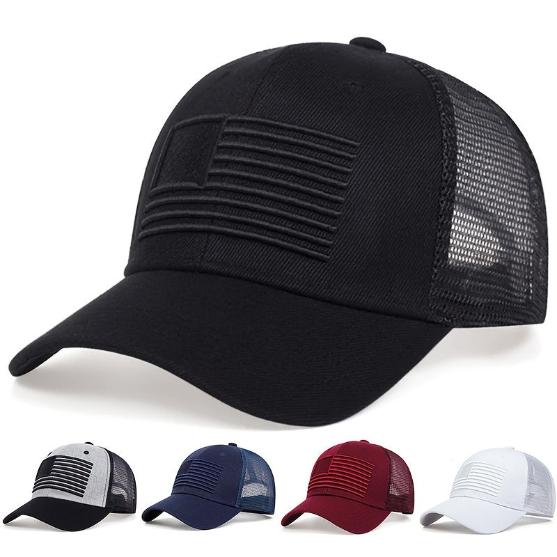 Men's American Flag Baseball Cap - Adjustable, Mesh, Sun Protection for Outdoor Travel and Casual Wear